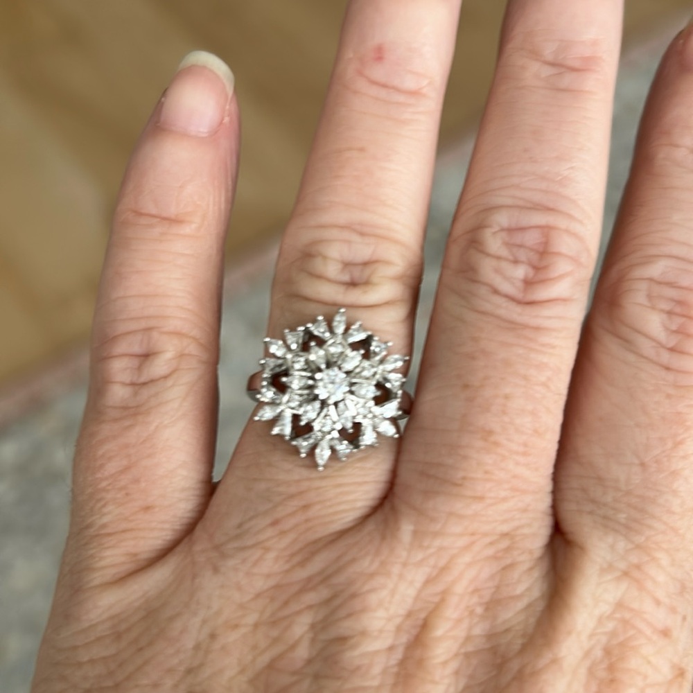 Diamonique brand snowflake ring